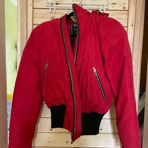 Red and Black Ski & Snow Jacket with Textured Finish